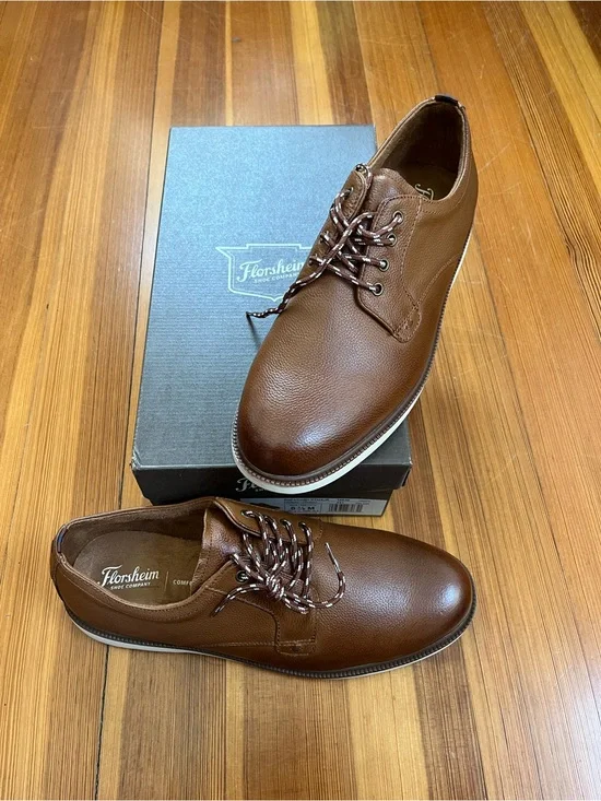 New Florsheim Boy’s Supacush Jr. Cognac Brown Leather Dress Shoes