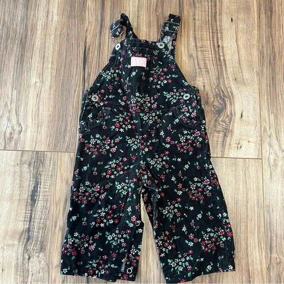 OshKosh B’Gosh Vintage Toddler Corduroy Floral Overalls