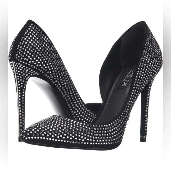 Rachel Zoe Black Tre Studded Kid Suede Pumps | Size 9.5 | NWT