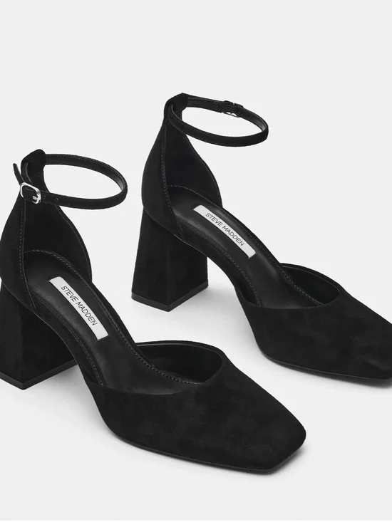 Must Go‼️ NWT 2 Pairs Of Steve Madden Black Suede Square-Toe Block Heel.