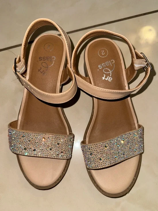 Art Class Nude Sparkle Strap Sandals -girls