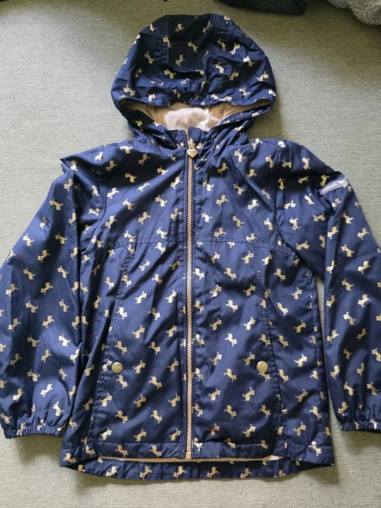 OshKosh B'gosh Navy Hooded Raincoat with Pony Print