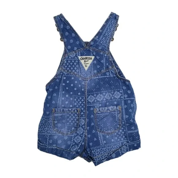 Oshkosh‎ B'gosh Blue Patchwork Farmer Baby Size 6 Month Overalls