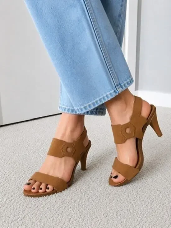 Pedro Garcia Spain Brown Suede Cutout Heeled Sandals Size 8 Designer Y2K Boho