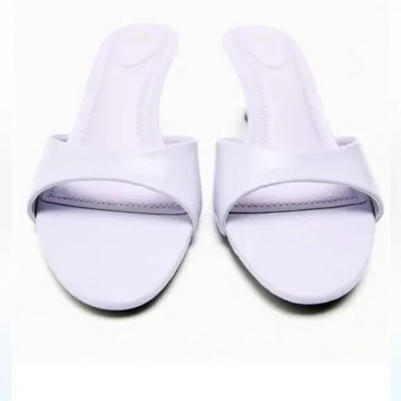 ZARA NEW WOMAN HEEL MULES SHOES LAVENDER SIZE 39