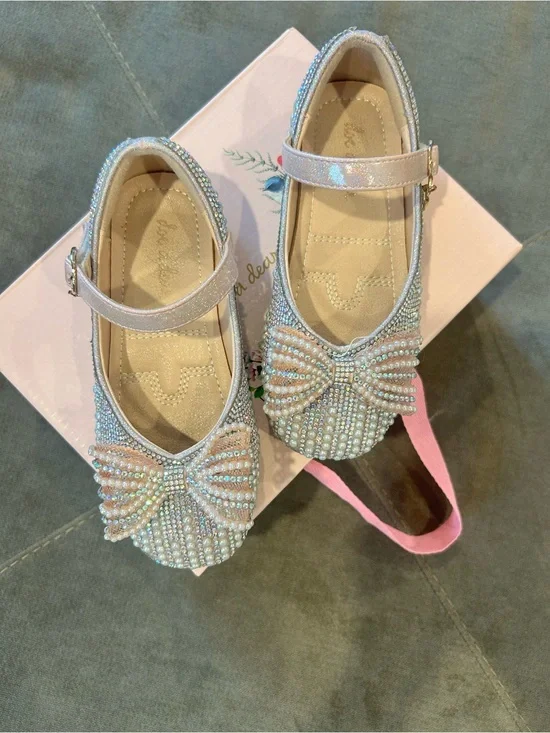 Doe a Dear Pink Rhinestone Girls Shoes Size 29 US 11.5