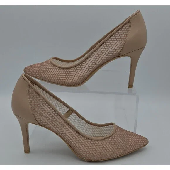 Karl Lagerfeld Paris NOS Rani Nude Mesh/Leather High Heels/Pumps Sz 6.5