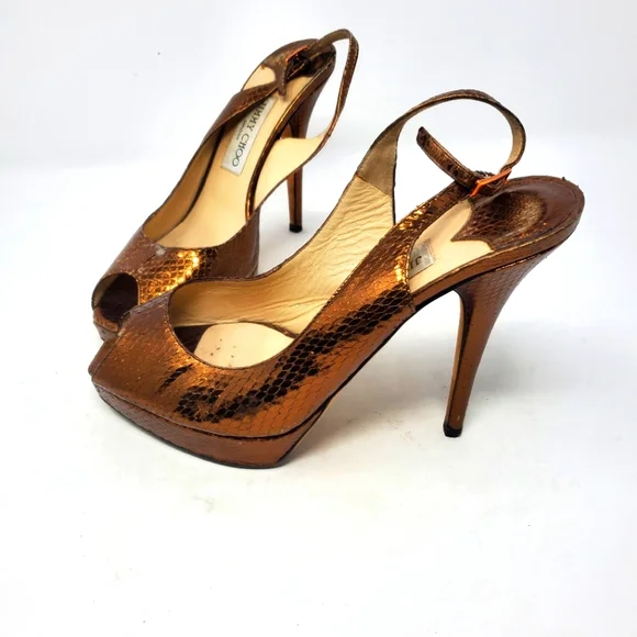 Jimmy Choo Bronze Leather Pumps