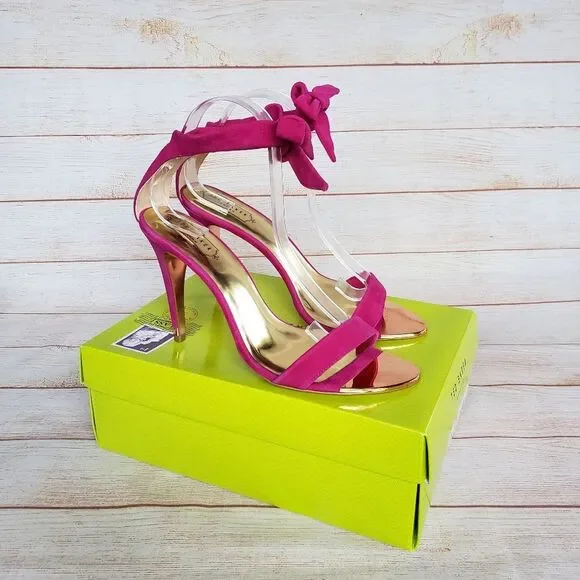 Ted Baker Sackina Suede Ankle Strap Heels in Pink