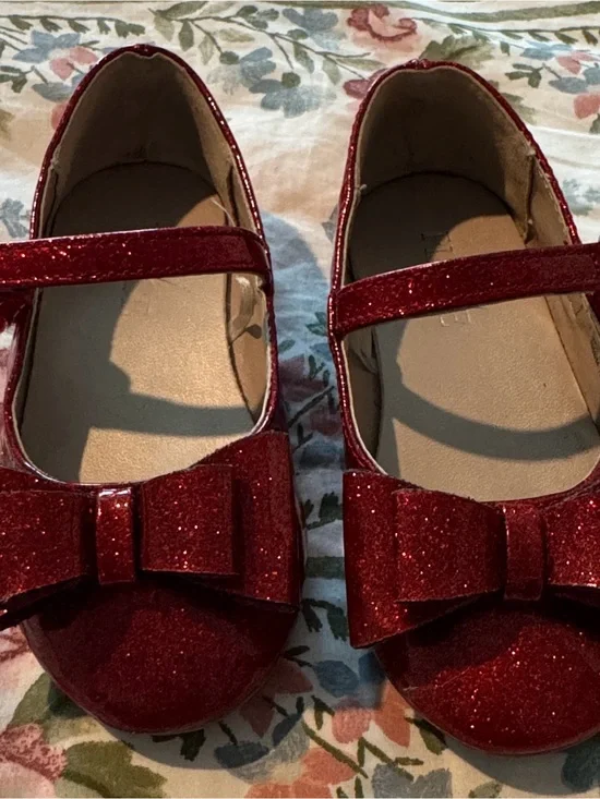 The Children's Place Red Glitter Bow Mary Jane Shoes
