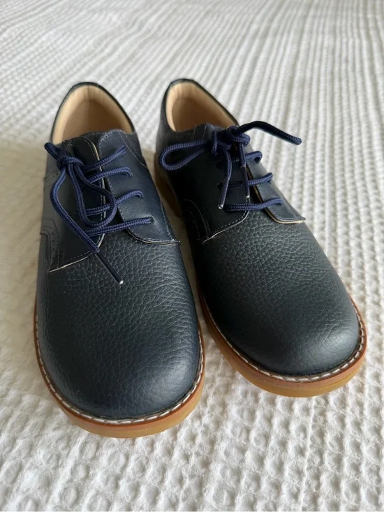 Elephantito Navy Dress Shoes with Tan Sole