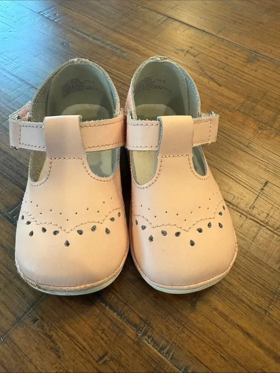 Girls L’Amour Birdie Pink Leather T-Strap