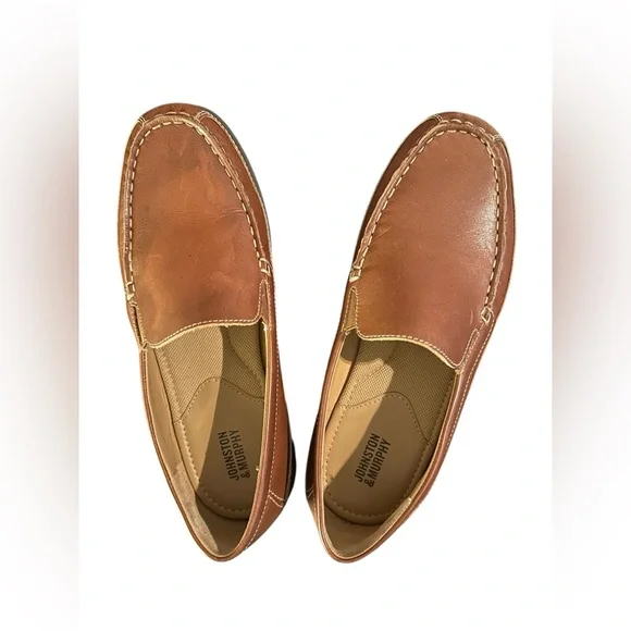 Johnston & Murphy Men's Brown Leather Slip-On Dress Loafers