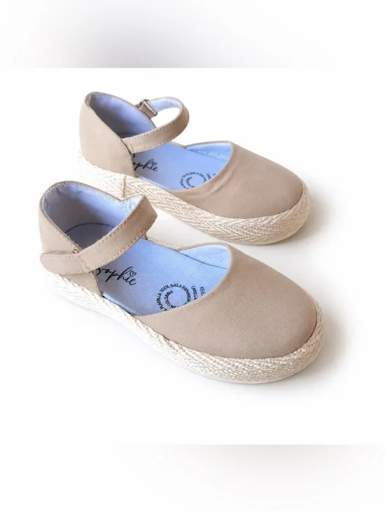 Sophie Girls Platform Mary Jane Shoes – Tan & Cream – Size 29