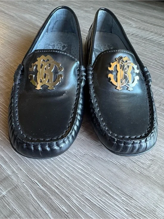 Black Kids Slip-On Loafers with Silver Accent