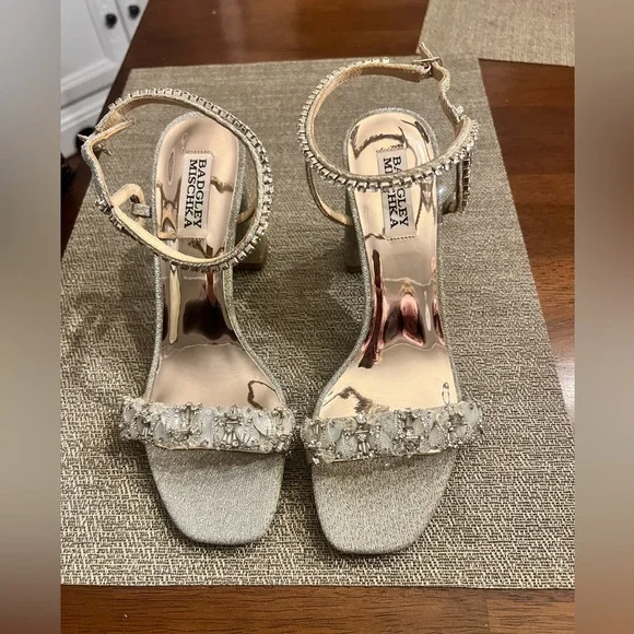 Badgley Mischka Glittering Silver‎ and gold Heels.  Wedding/special occasion