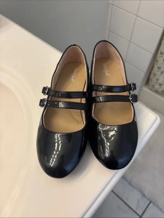 Cat & Jack Black Patent Double-Strap Mary Jane Shoes for Kids
