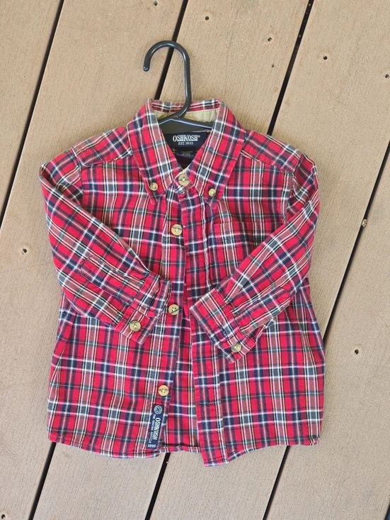 OshKosh B'gosh Red and Navy Plaid Button-Down Shirt