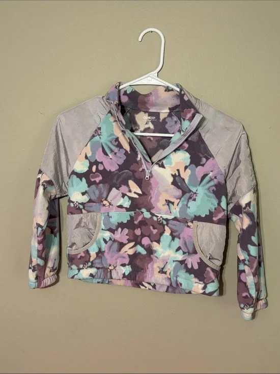 OshKosh Fleece Pullover - Purple, Lavender & Cream Camouflage