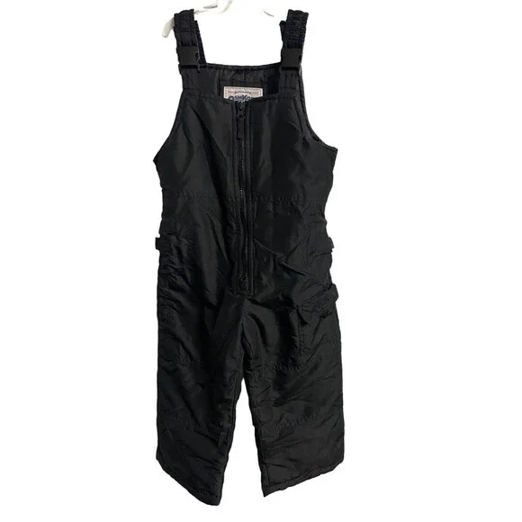 OshKosh BGosh Snow Bibs Girl Ski Kids 4T Overalls Black Front Zip Winter Outdoor