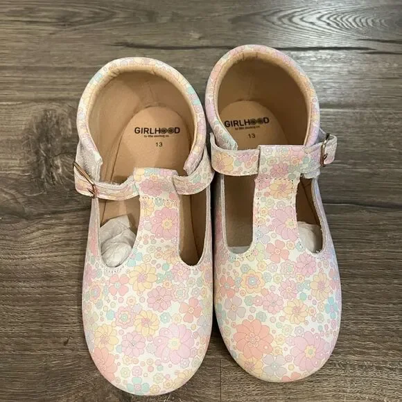 Girlhood by Little Stocking Co. Floral T Bar Mary Jane Shoes Girl size 13