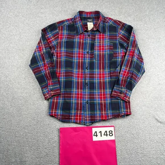 Osh Kosh B'Gosh Long Sleeve Button Up Shirt Tartan Plaid Casual Classic Size 7