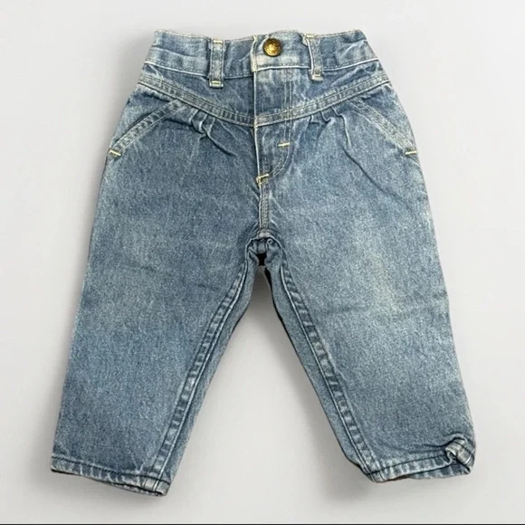 OshKosh B’Gosh Girls 12M Jeans 90’s High Waist Pleated Denim Pants USA