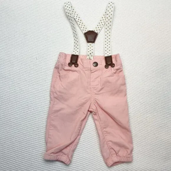 Oshkosh Pink Corduroy Pants With Suspenders