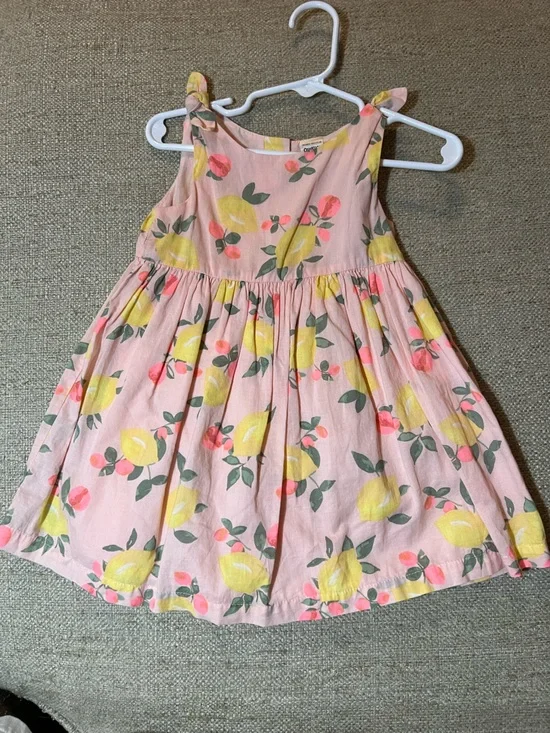 OshKosh B'gosh Pink Dress with Yellow Lemon & Coral Floral Print