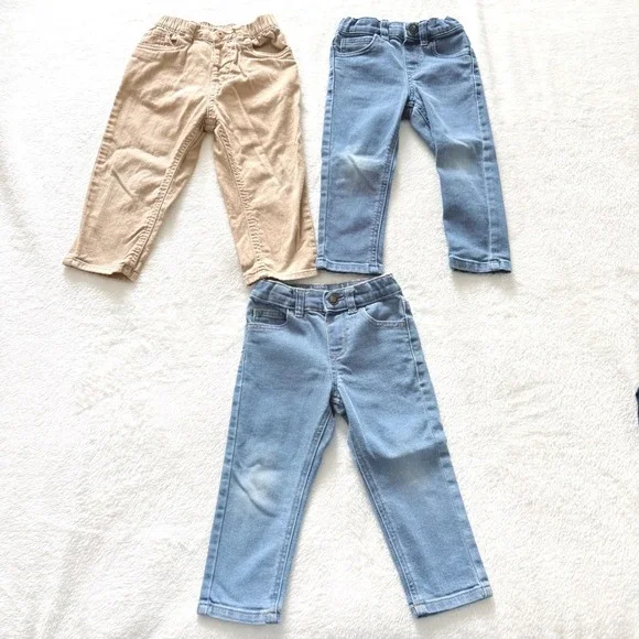 Toddler Pants Lot 2T Denim Jeans‎ Khaki Elastic Waist Garanimals OshKosh