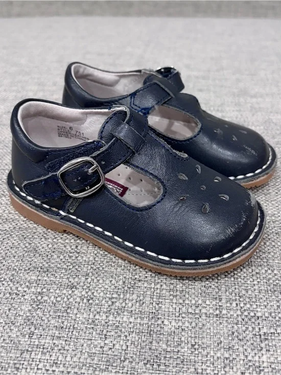 L'Amour Navy T-Strap Mary Jane Kids Shoes