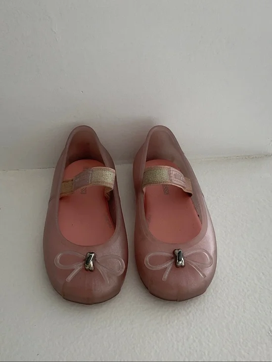 Mini Melissa Pink Jelly Mary Jane Shoes with Gold Strap