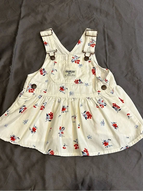 OshKosh B'gosh Infant Floral Overall Dress with Red & Blue Flowers 6 mos