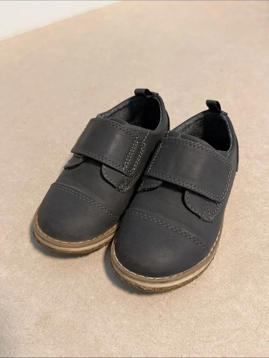 Kids Black Velcro Derby Shoes