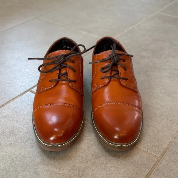 Kids Brown Dress Shoes Lace-Up Oxford