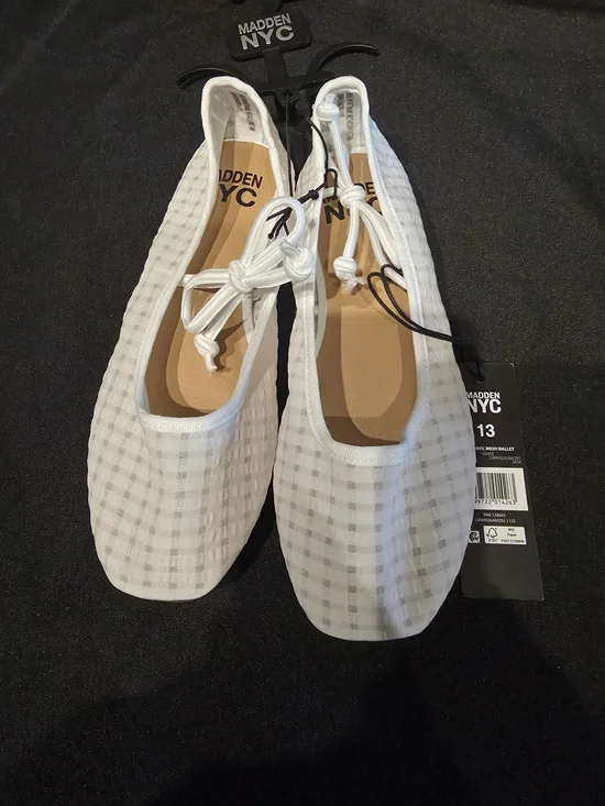 Little Girls White Gingham Ballet Flat US Size Kids 13