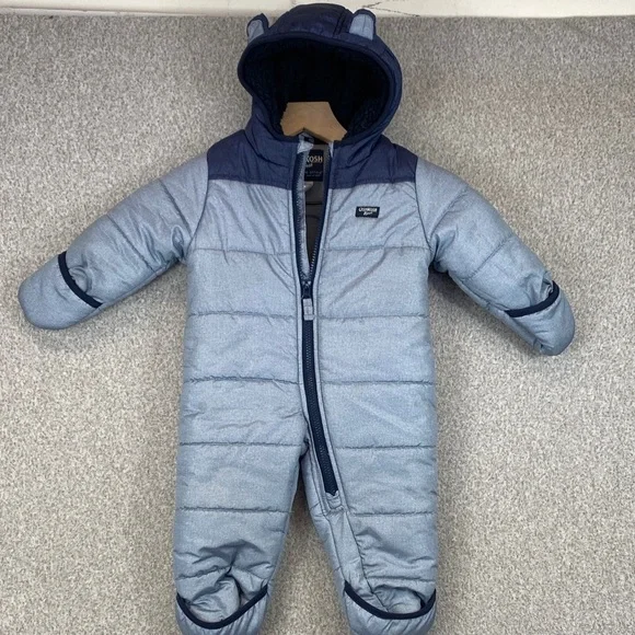 OshKosh B’Gosh snow suit 12 mos blue water resistant bear ears one piece