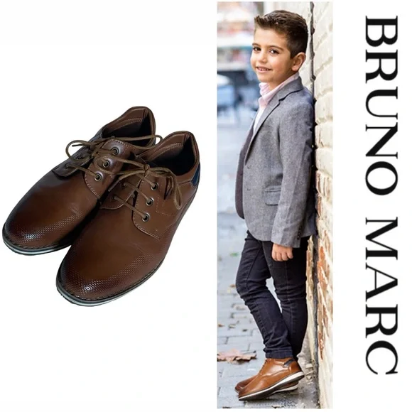 Bruno Marc Boy's Casual Dress Oxford Comfort Uniform Formal Shoes Brown 5