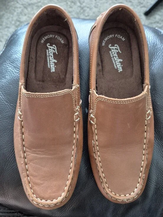 Florsheim Kids Jasper Jr Venetian Saddle Tan Leather Loafers Size 4M Big Kid