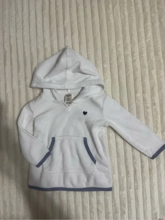 OshKosh B'gosh White Hoodie with Navy Trim and Heart