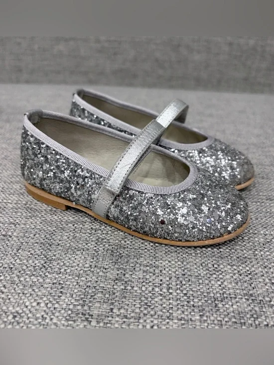 Childrenchic size 23 Silver Glitter Mary Janes GUC