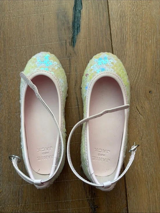 Janie and Jack Sequin Mary Jane Flats with Pink Lining
