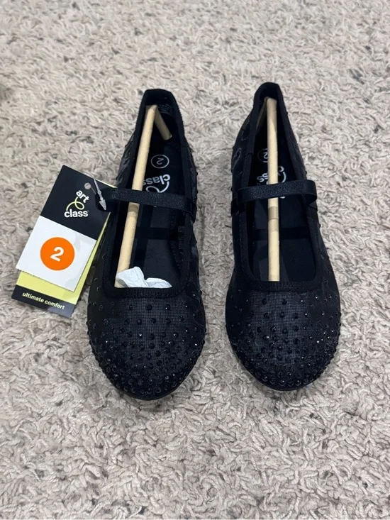 Black Sparkly Ballet Flats Youth Size 2 Art Class Brand New With Tags In Box