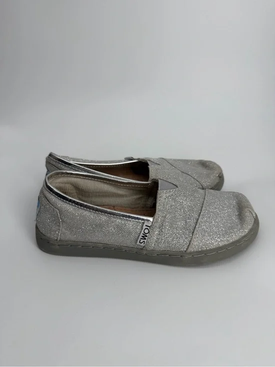 TOMS Kids Classic Silver Glitter Alpargata Slip On Shoes Size Youth 12 Y12