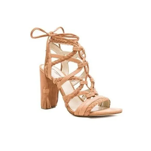 BCBG MAXAZRIA Heels Brown trappy Suede‎ Leather Strap Shoes Size 8