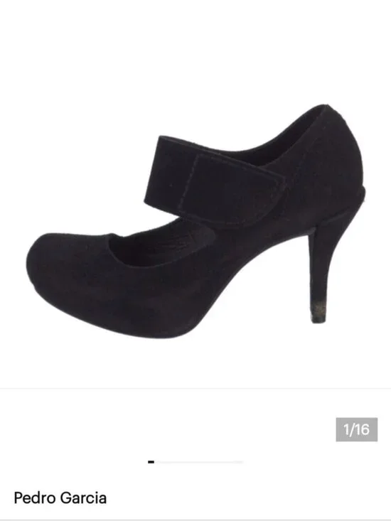 Pedro Garcia Mary Jane Black Suede Heels Eu Size 40 Approx 9-9.5 US