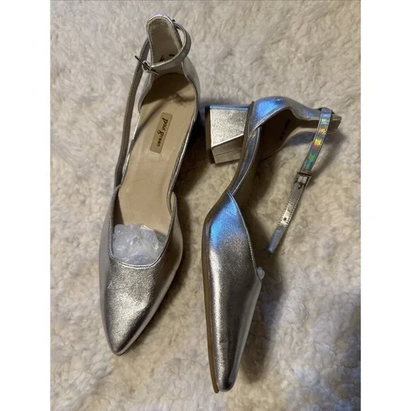 Paul Green Nicki Mary Jane  Heels Shoes Womens Size 6 US 4 UK Silver Leather