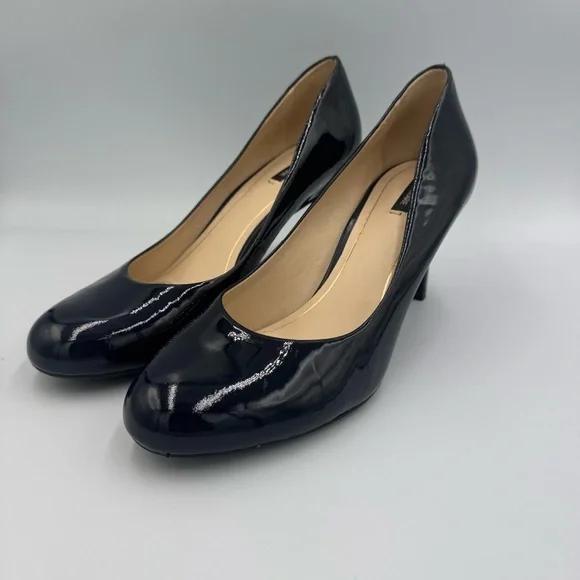 Elegant Navy Patent Leather Heels size 9.5
