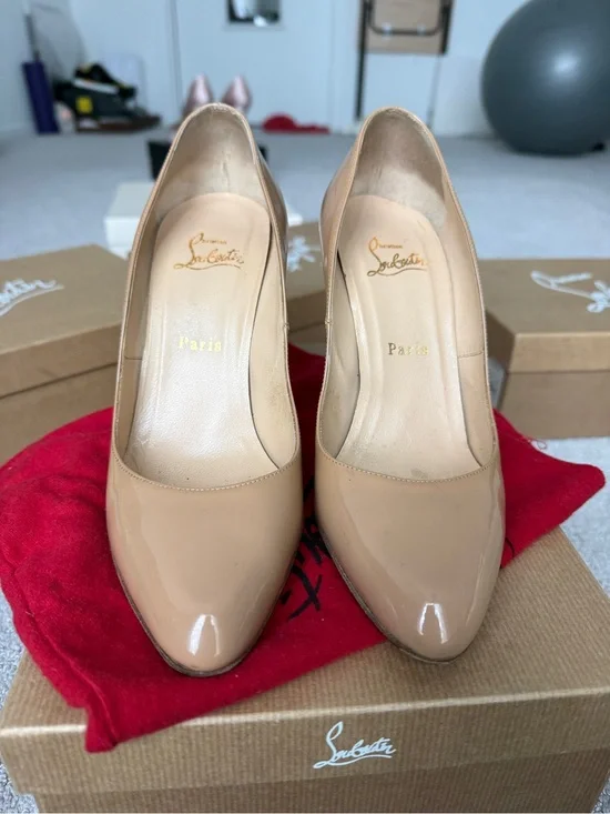 Christian Louboutin Nude Patent Leather  Pumps