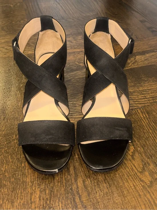Naturalizer Black Crisscross Heeled Sandals